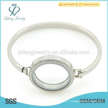 Plain silver jewelry 7"-8" inch stainless steel locket bracelet&bangle, classic cuff bangle